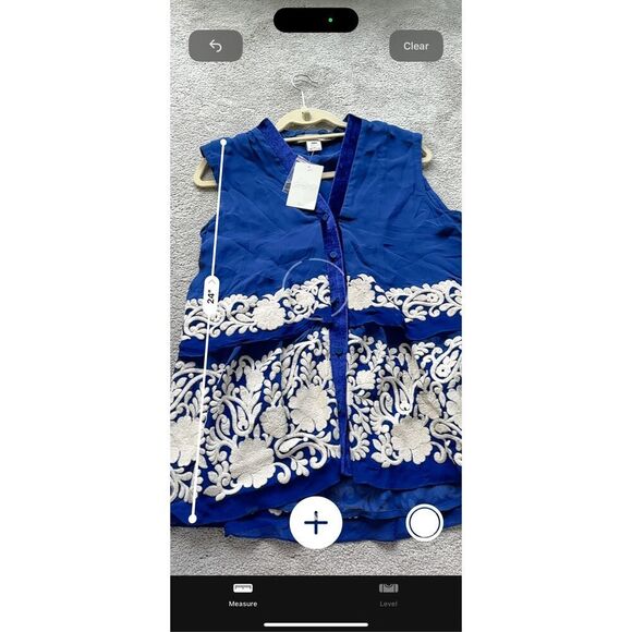 NWT Mynahs Reynu Taandon Royal Blue Tiered Embroidered Sleeveless top, $228 Medi - Picture 8 of 9